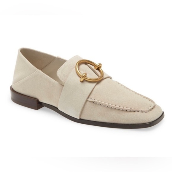 Frame Denim Shoes - Frame Le Montecito 39.5 Loafer Tan Suede W/Gold Buckle Detail